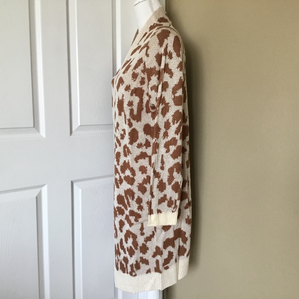 Leopard Print Open Front Cardigan - Picture 3 of 5